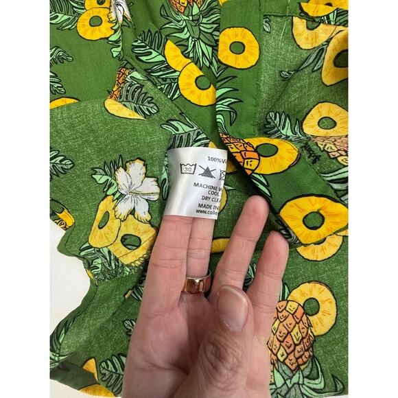 Collectif x ModCloth Pineapple Print Button Blouse Green Retro Size M - Picture 10 of 12